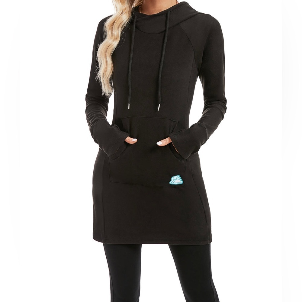 Wild Woods 'Alpenglow' Fleece Dress in Black Nightfall Size Small
